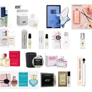 LOT OF 16 DESIGNER MINI & SAMPLE PERFUME. 1 MINI CANDLE